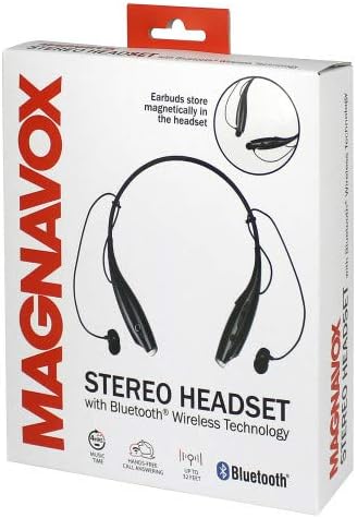 Magnavox MBH513-BK ניצני אוזניים סטריאו באוזן עם מיקרופון וטכנולוגיה אלחוטית Bluetooth בשחור | אוזניות